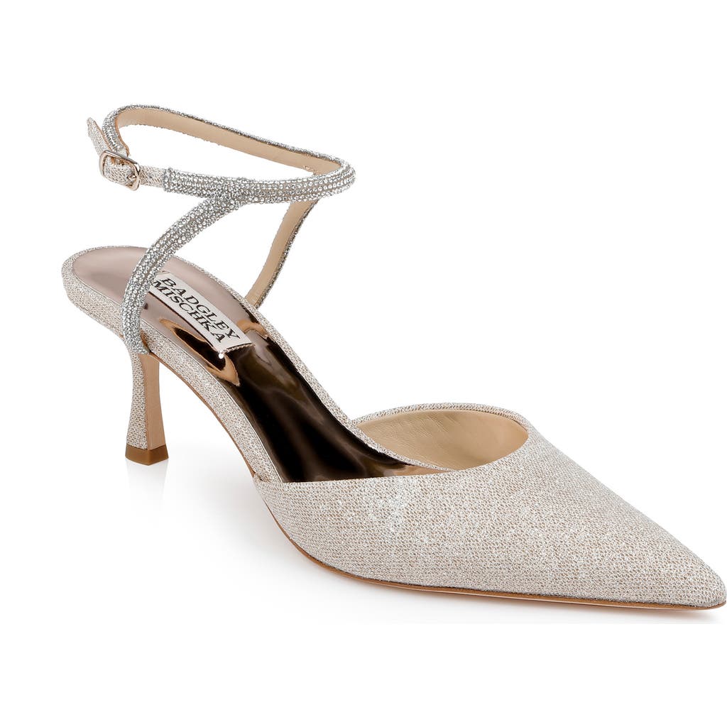 Badgley Mischka Collection Autumn Pointed Toe Ankle Strap Pump In Gold
