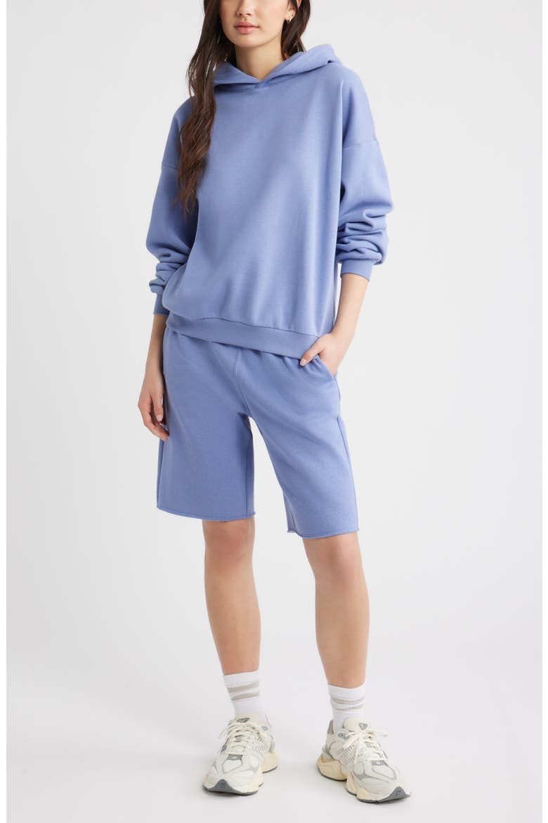 Long Fleece Sweat Shorts, Alternate, color, BLUE FROST