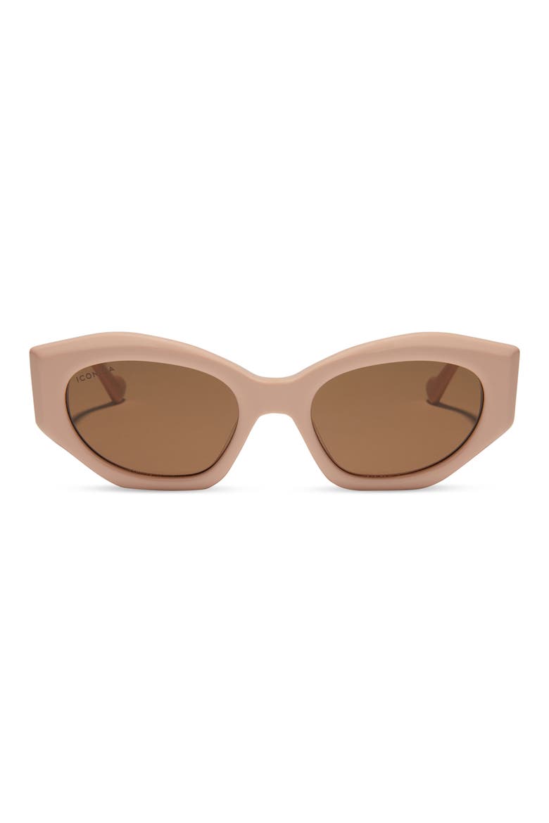 52mm Margot Faceted Oval Sunglasses, Main, color, NUDE BROWN