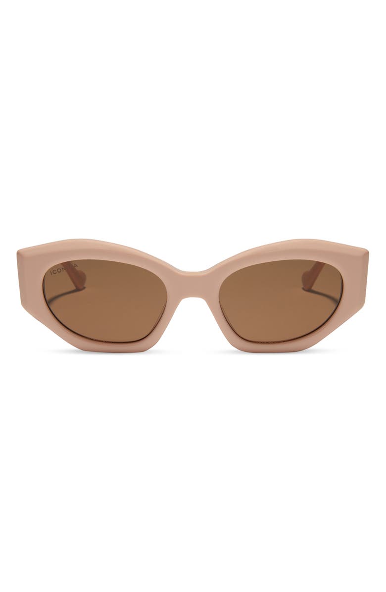 DIFF 52mm Margot Faceted Oval Sunglasses, Main, color, Nude Brown
