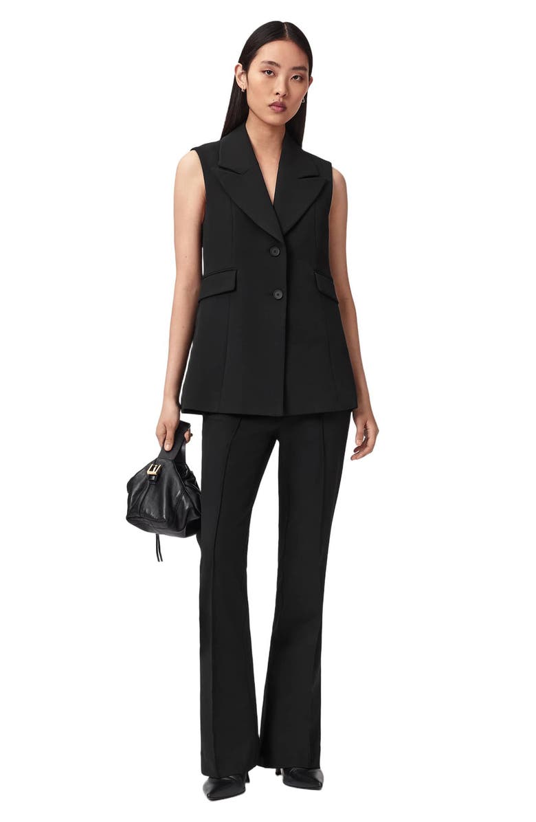 AllSaints Astra Longline Waistcoat, Alternate, color, Black
