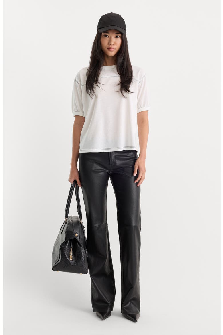 Better Than Leather Low Rise Bootcut Faux Leather Pants, Alternate, color, BLACK001