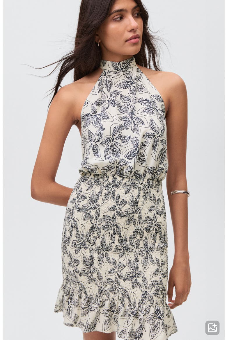 Floral Print Halter Dress, Alternate, color, OFF WHITE