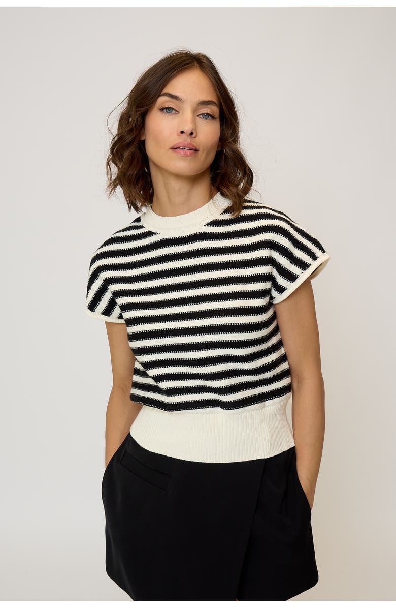 Central Park West Women's Olive Striped Stitch Dolman Top, Main, color, Bone