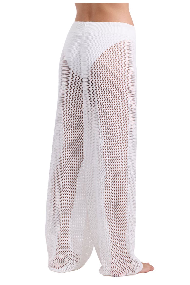 Monaco Net Crochet High Waist Beach Pant Cover-Up, Alternate, color, Off-White