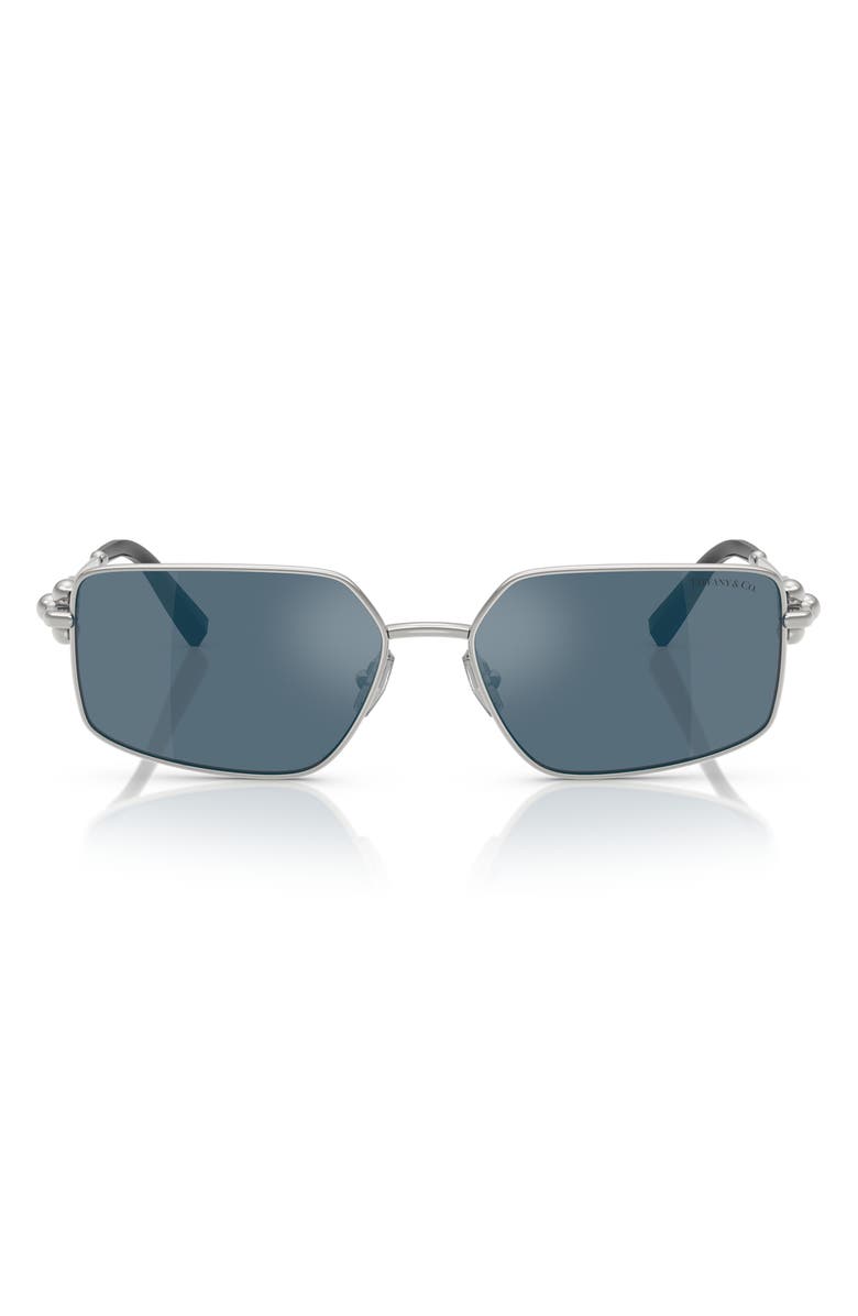 Tiffany 
Co. 58mm Rectangular Sunglasses, Main, color, Silver / Blue Internal Silver
