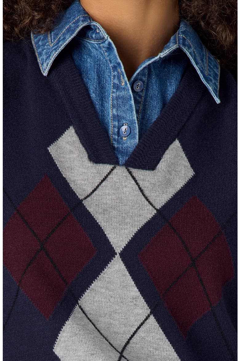 Layered Look Sweater Vest, Alternate, color, NAVY MULTI/ MEDIUM BLUE