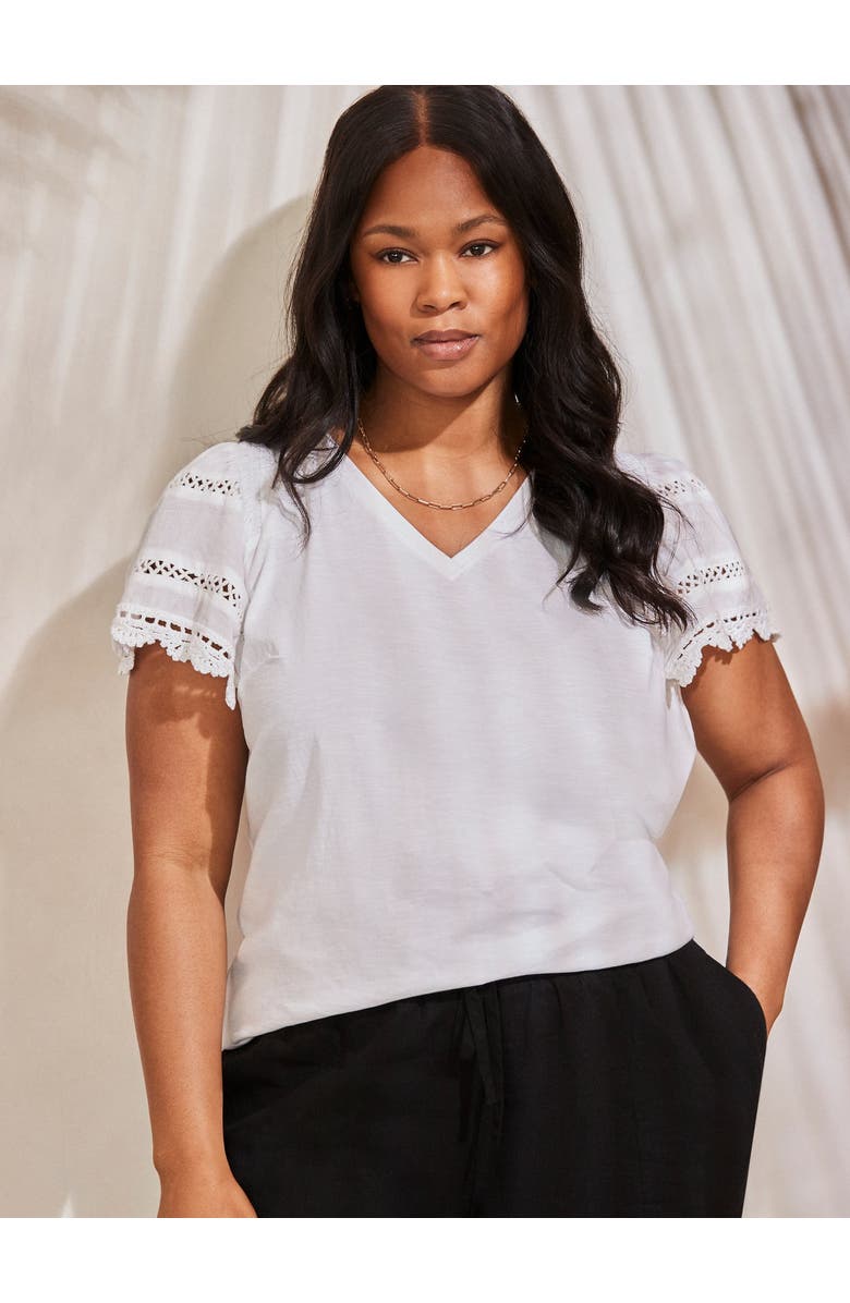 Live Unlimited Angel Sleeve Neck Top, Main, color, White