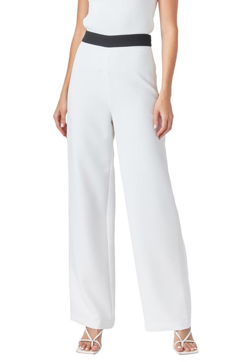 Contrast Band Relaxed High Waist Pants