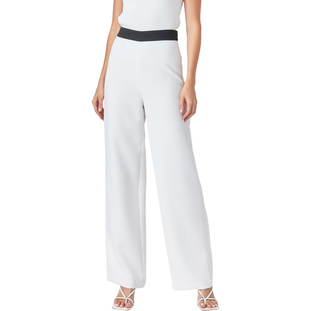 Endless Rose Contrast Band Relaxed High Waist Pants in Off White at Nordstrom, Size X-Small