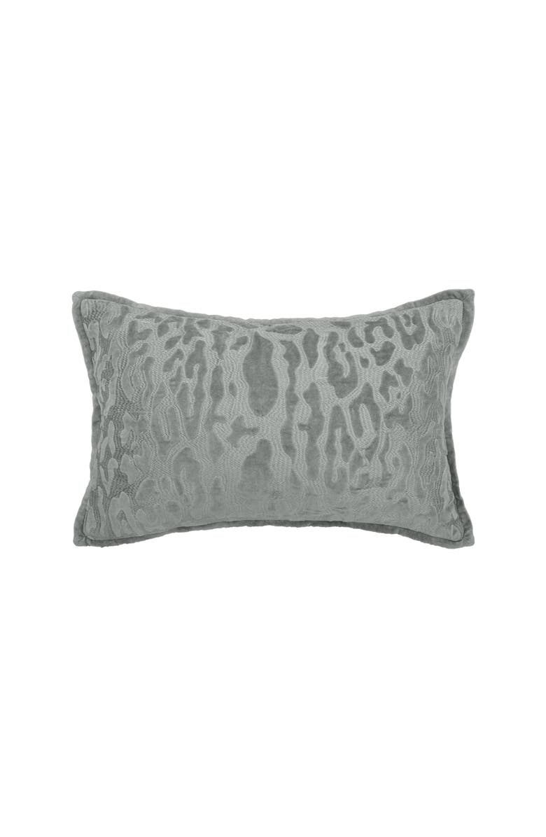 ELISABETH YORK Avon Embroidered Tone on Tone Cotton Velvet Decorative Throw Pillow, Main, color, Gray