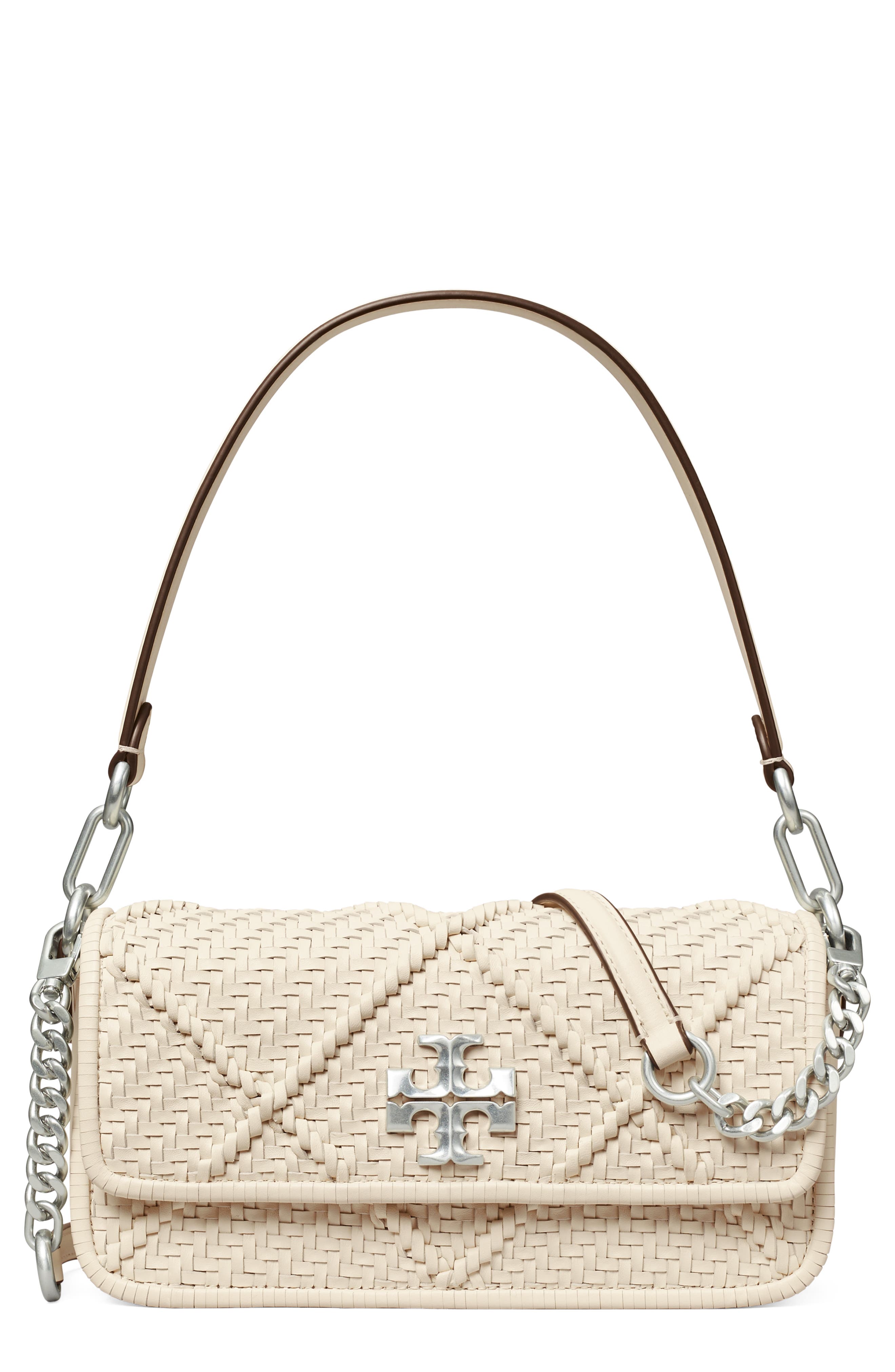 Tory Burch Small Kira Diamond Weave Convertible Leather Shoulder Bag, Main, color, 