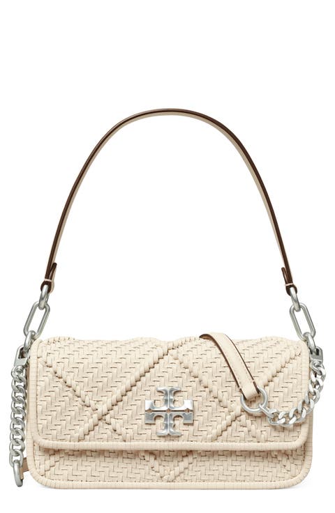 Small Kira Diamond Weave Convertible Leather Shoulder Bag
