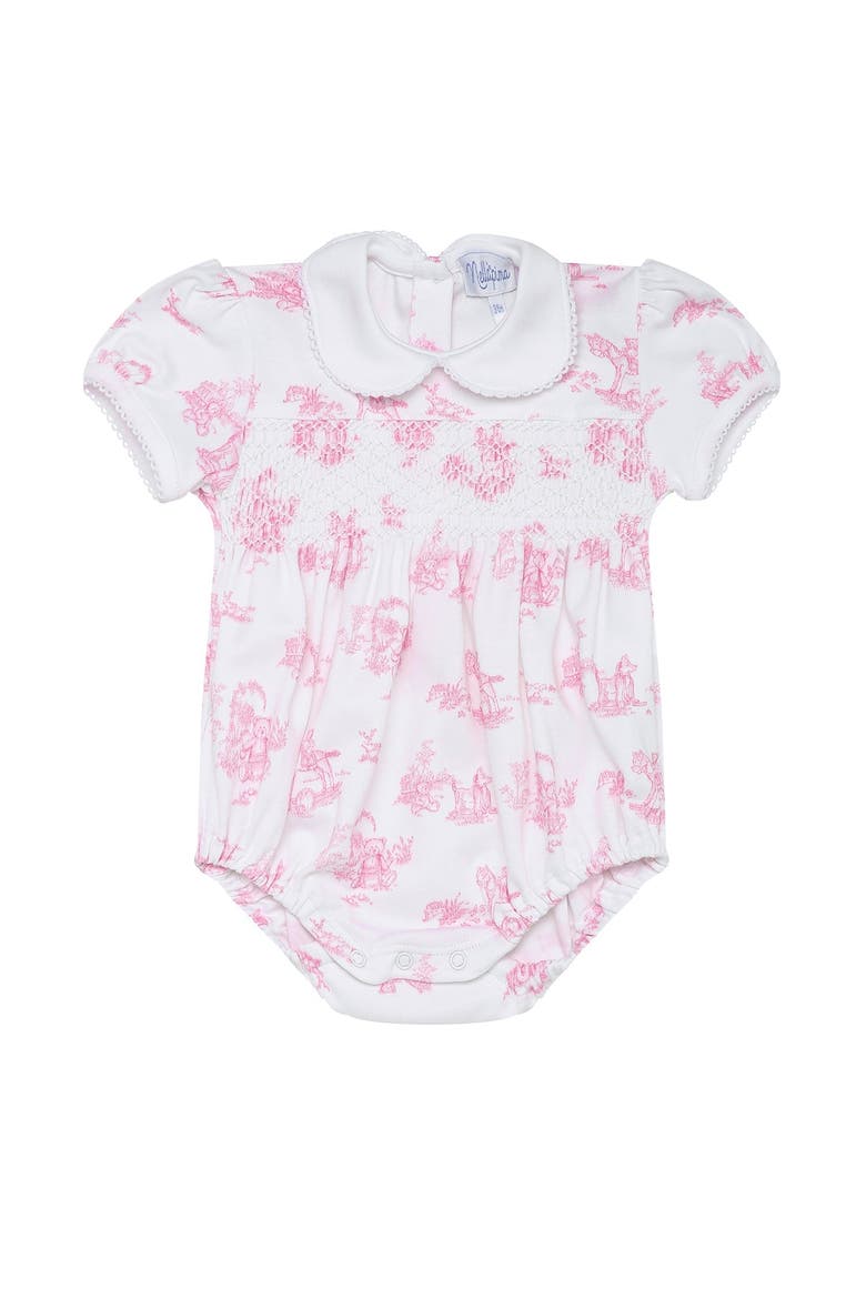 Pink Toile Smocked Bubble - Baby, Alternate, color, Pink