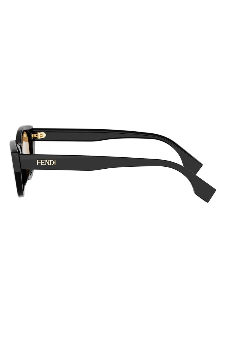 Fendi Lettering 51mm Cat Eye Sunglasses, Alternate, color, Shiny Black / Roviex