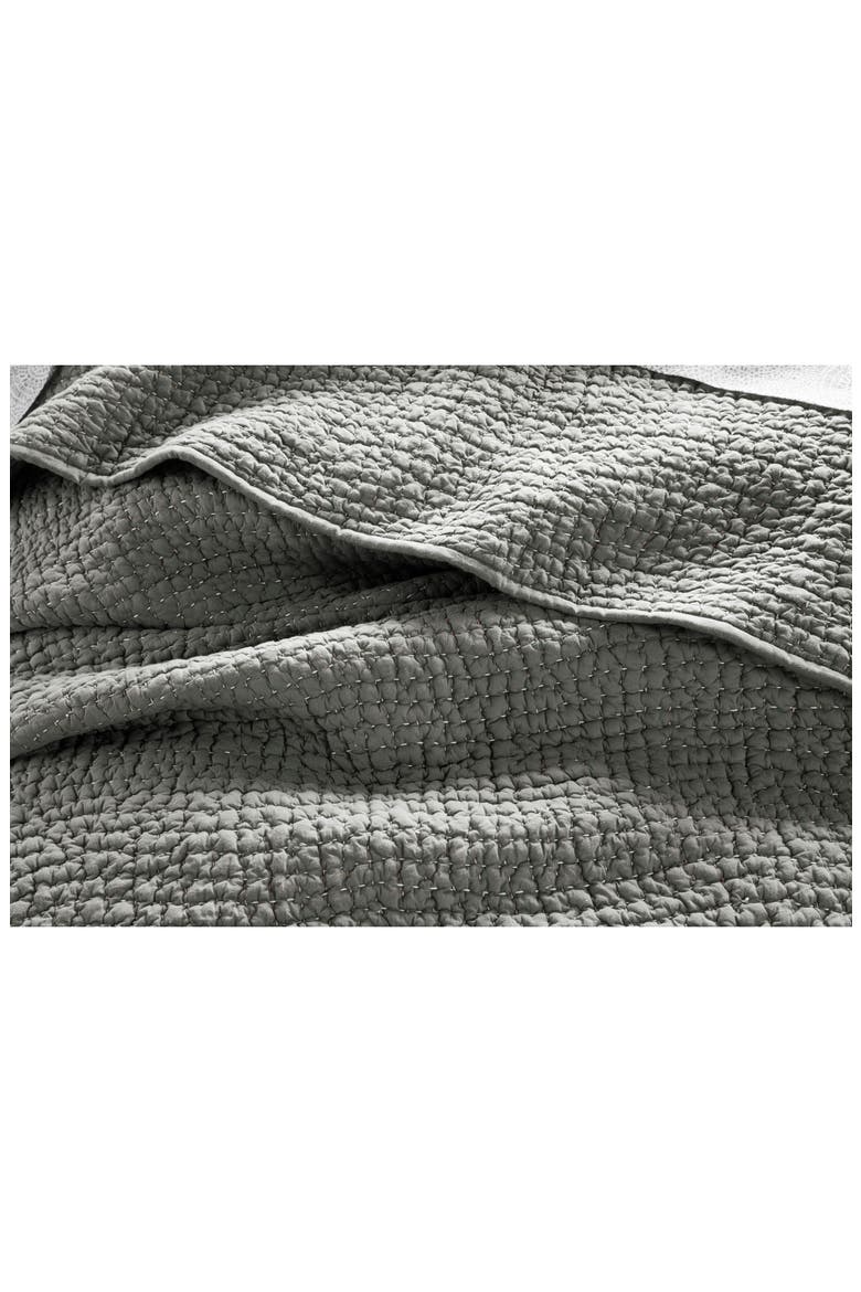 Pebbled Handstitched Organic Cotton Quilt, Alternate, color, SLATE