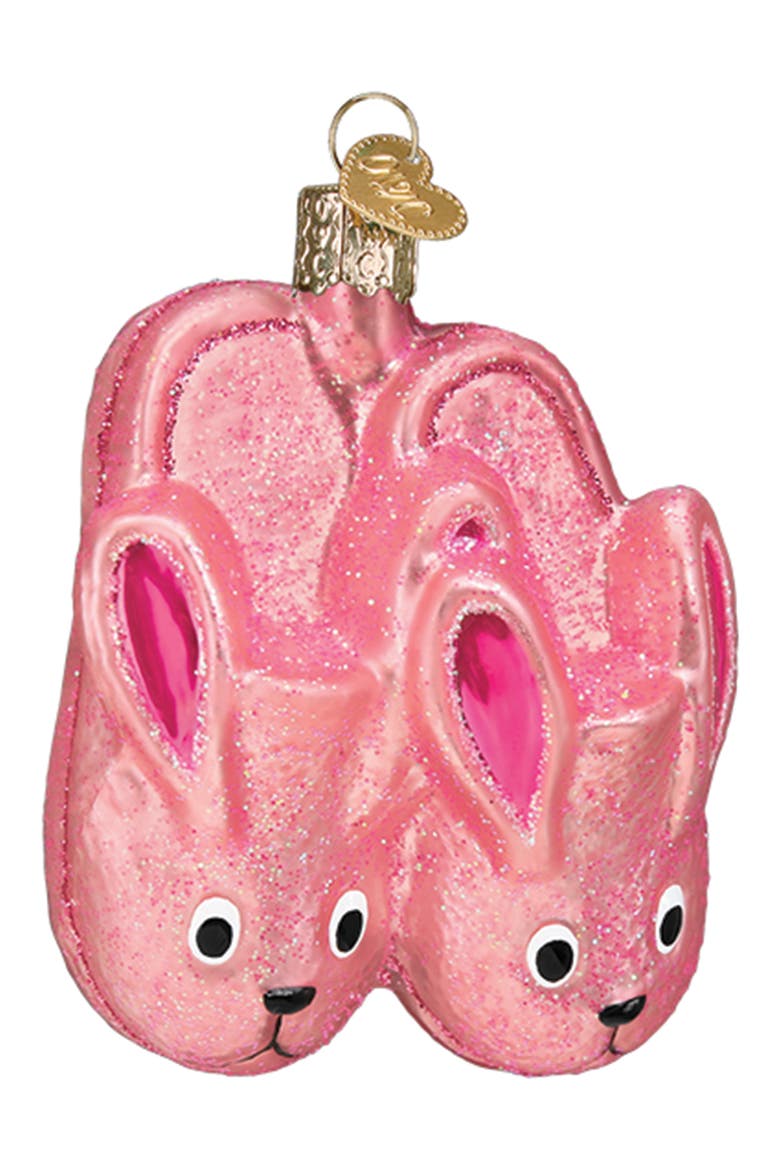 Bunny Slippers Ornament, Main, color, PINK