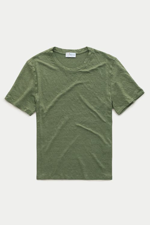 Wolf Vs. Goat (wvg) Short Sleeve Linen Crew Neck Tee In Green