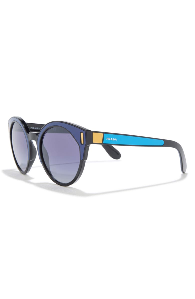 Prada 53mm Irregular Circle Sunglasses, Alternate, color, Black Blue