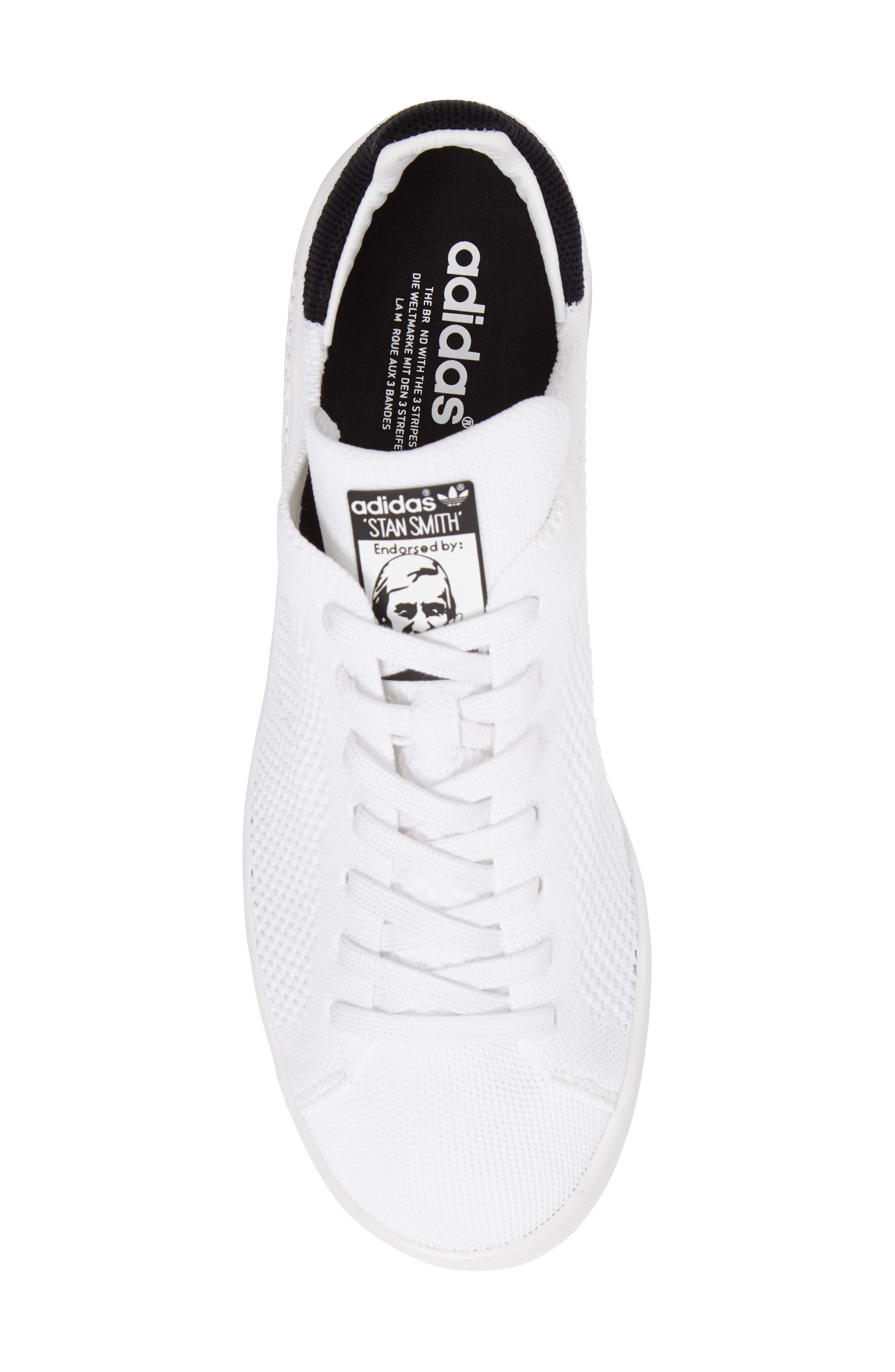 Stan Smith Primeknit Sneaker, Alternate, color, WHITE/ WHITE/ CORE BLACK