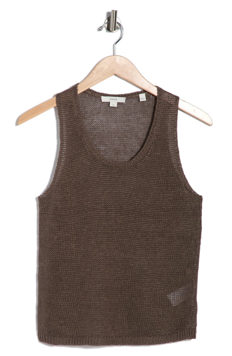 Vince Beachy Linen Open Stitch Tank, Alternate, color, Desert Wind