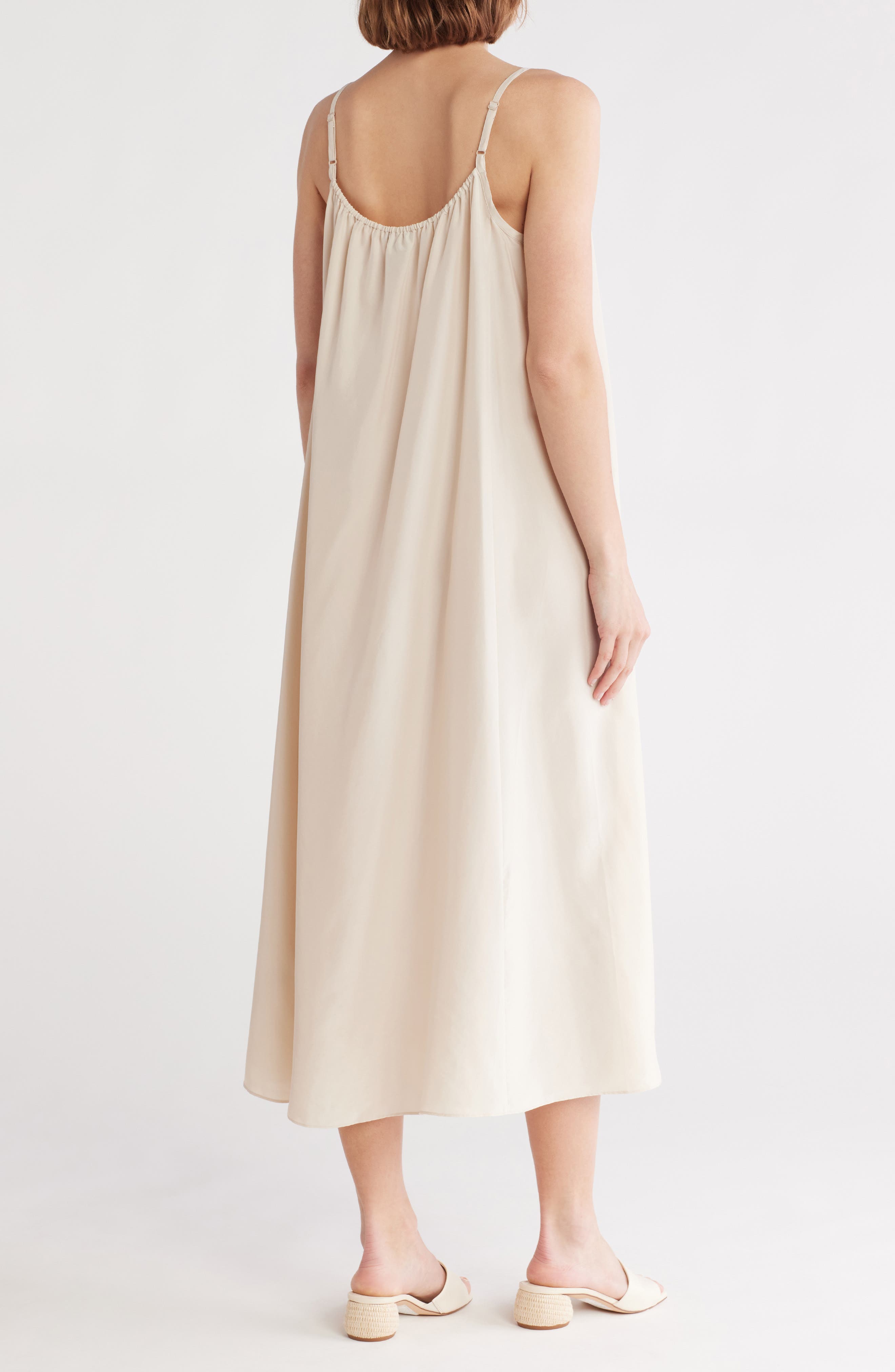 Eileen Fisher Sequined Cami Dress – Natural Linen, Knee-Length, NWT ($248 Retail)