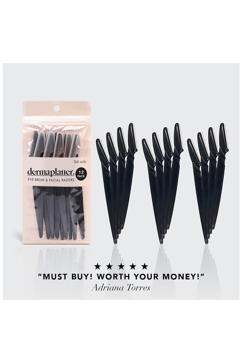 Dermaplaners 12-Pack Eyebrow & Facial Razors, Alternate, color, BLACK
