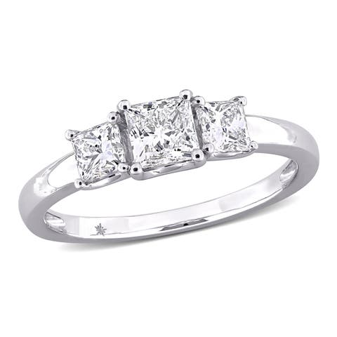 Lab Grown Diamond Princess 3-Stone Ring 14k