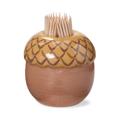 Acorn Toothpick Holder Set Ceramic Kitchen Fall Harvest