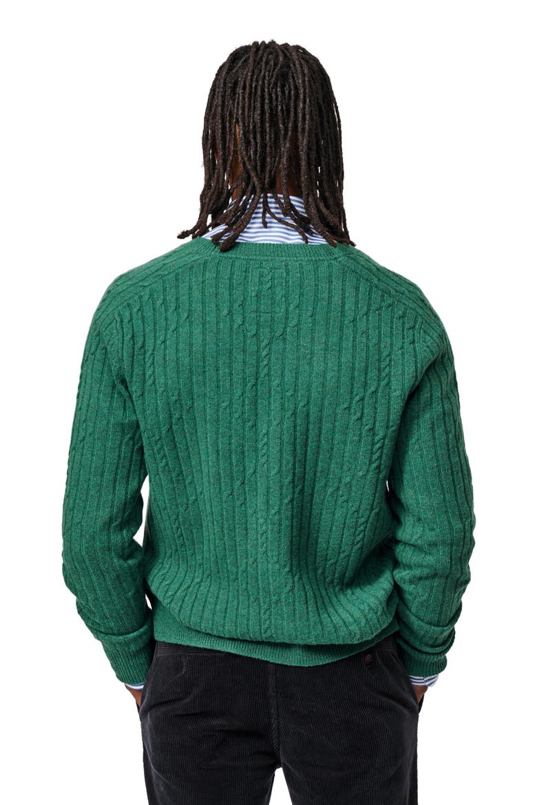 Leonard Wool Cable Sweater Cardigan, Alternate, color, Green