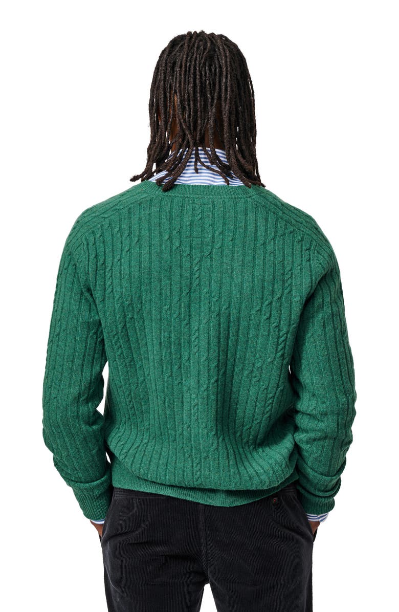 Aubin Leonard Wool Cable Sweater Cardigan, Alternate, color, Green