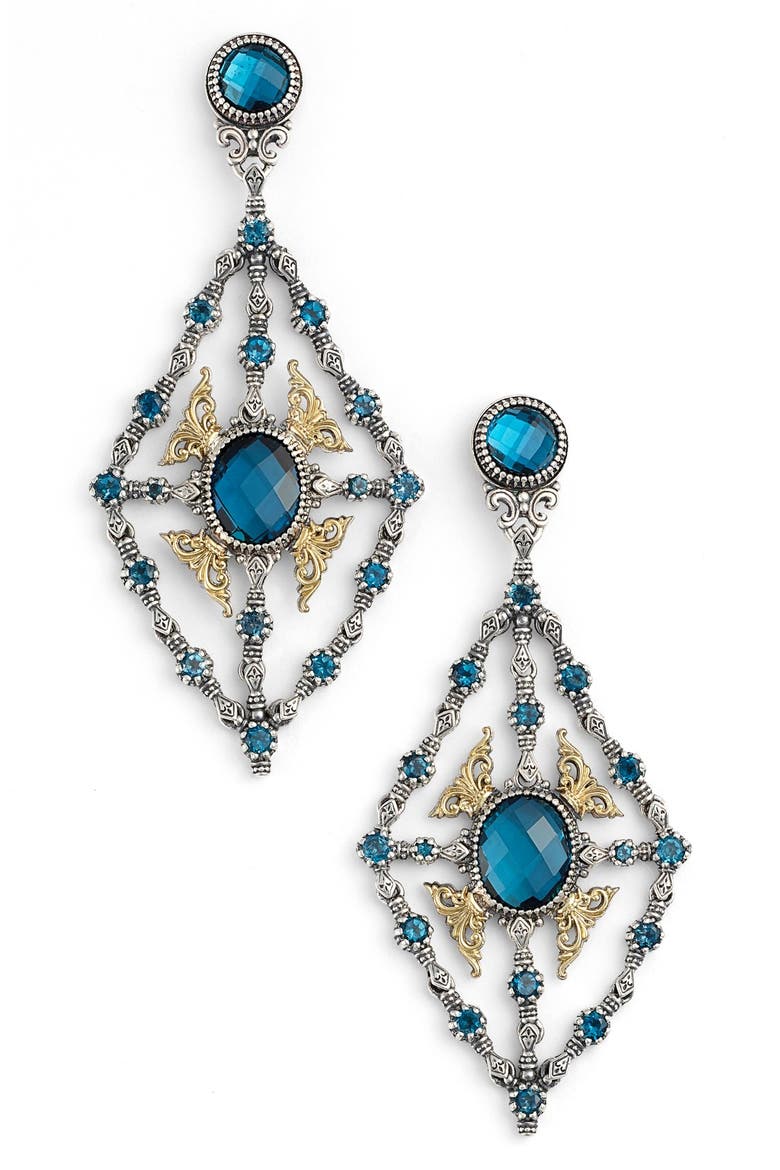 'Thalassa' Blue Topaz Kite Chandelier Earrings, Main, color, SILVER/ LONDON BLUE TOPAZ