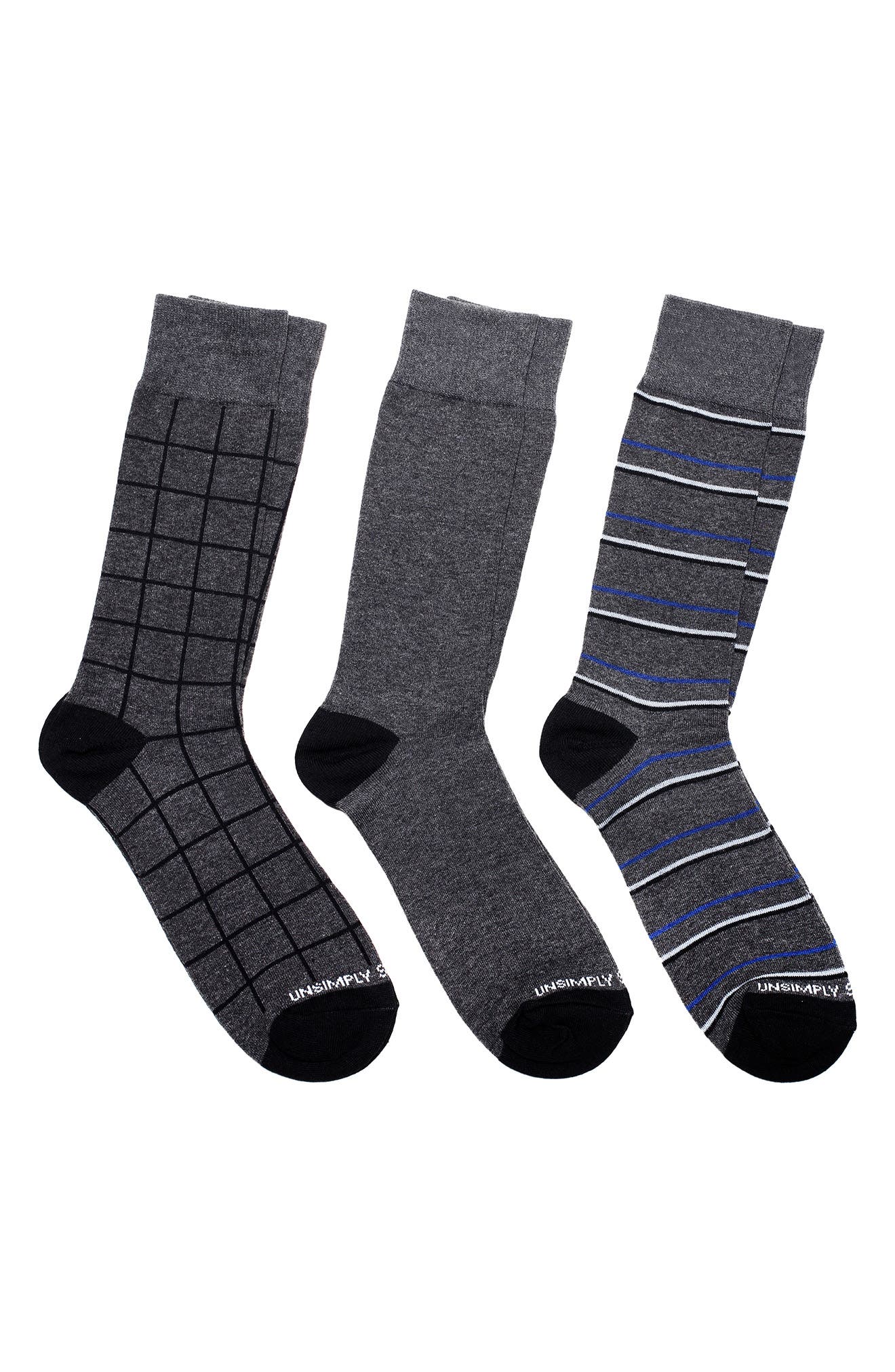 UNSIMPLY STITCHED Assorted 3-Pack of Crew Socks