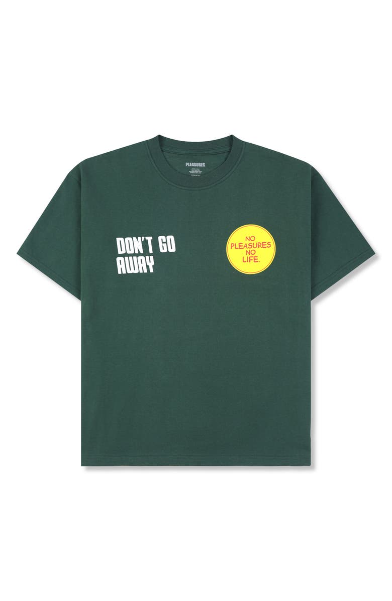 PLEASURES Don't Go Cotton Graphic T-Shirt, Alternate, color, Forest