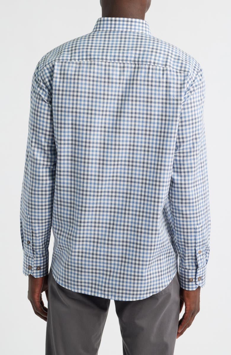 Johnston & Murphy Check Heathered Cotton Button-Up Shirt, Alternate, color, Blue/ Navy Tonal Check Shirt