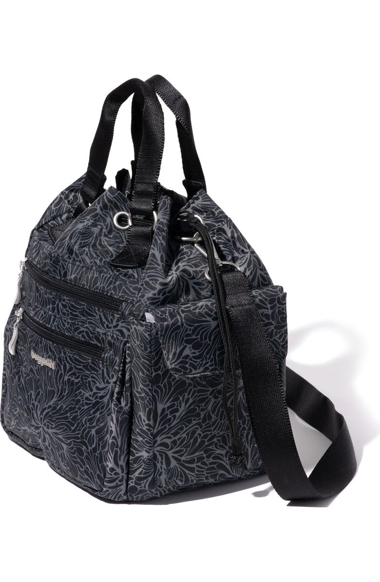 BAGGALLINI Modern Everywhere Drawstring Crossbody Bucket Bag, Alternate, color, Midnight Blossom Print