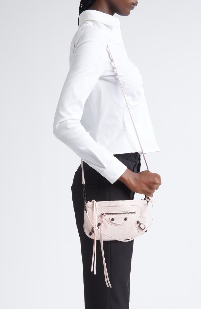 Balenciaga Le City Leather Pouch on a Strap, Alternate, color, Petal Pink