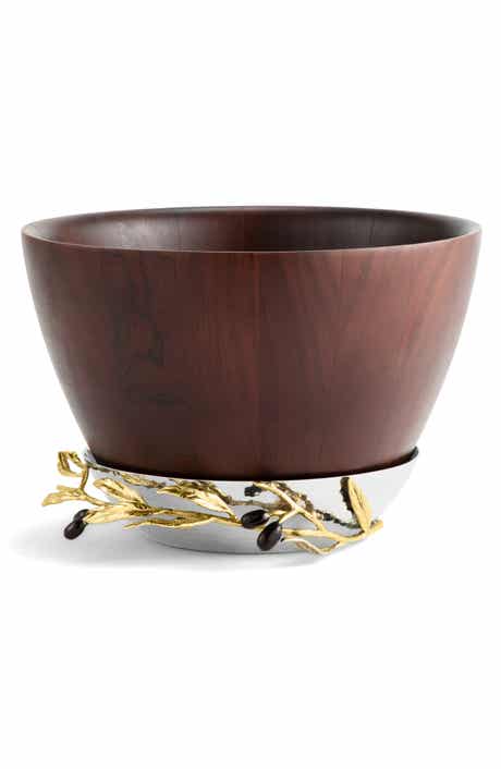 Michael Aram Olive Branch Wood Bowl