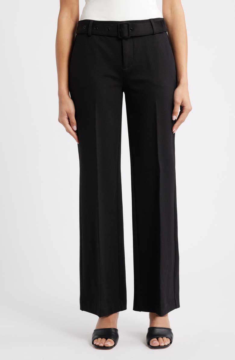 Liverpool Los Angeles Belted Kelsey Wide Leg Pants, Main, color, Black