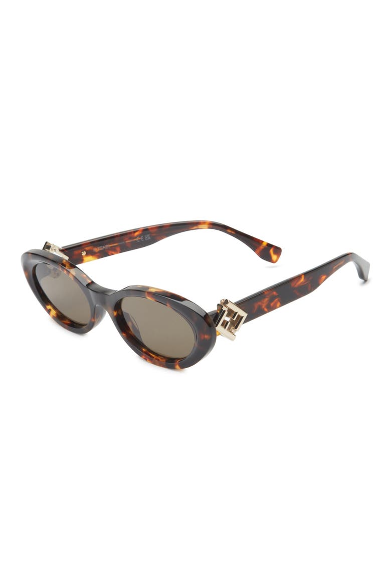 'Fendi Diamonds 53mm Oval Sunglasses, Alternate, color, DARK HAVANA / GREEN