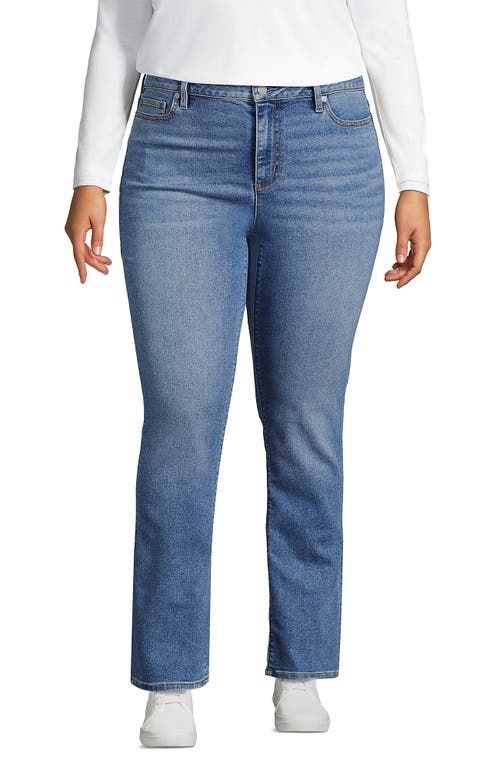 Shop Lands' End Recover Mid Rise Straight Leg Blue Jeans In Beau Blue