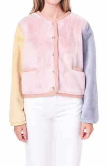 Colorblock Faux Fur Jacket