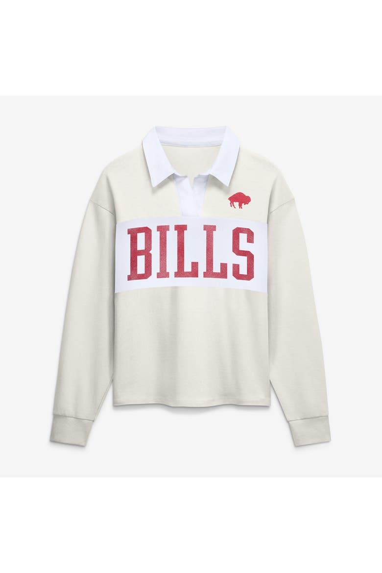 Women's Fanatics Cream Buffalo Bills Heritage Play Action Rugby Long Sleeve Polo, Main, color, Cream