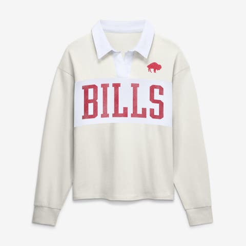 Women's Fanatics Cream Buffalo Bills Heritage Play Action Rugby Long Sleeve Polo