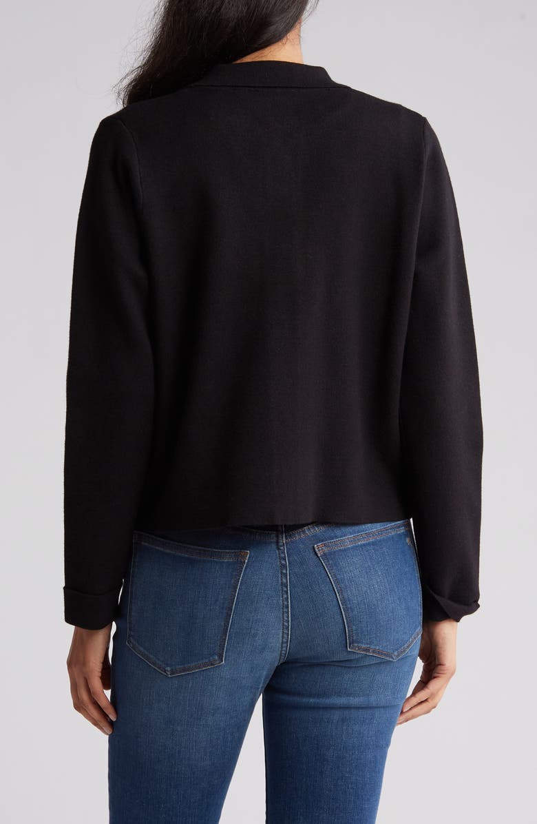 T Tahari Collar Button Front Cardigan, Alternate, color, Black