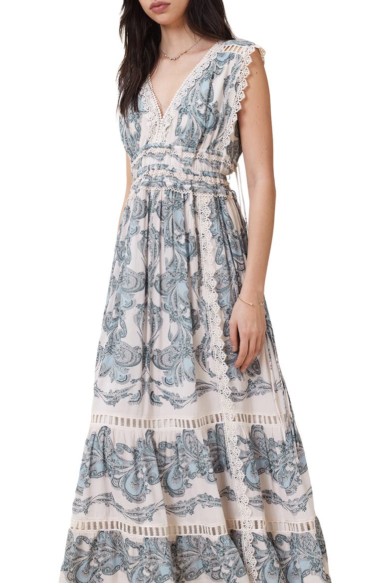 Xanthe Print Lace Tiered Maxi Dress, Alternate, color, LITA SOFT BLUE