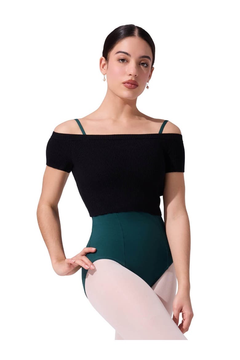 Ribbed Knit Cropped Sweater, Main, color, black