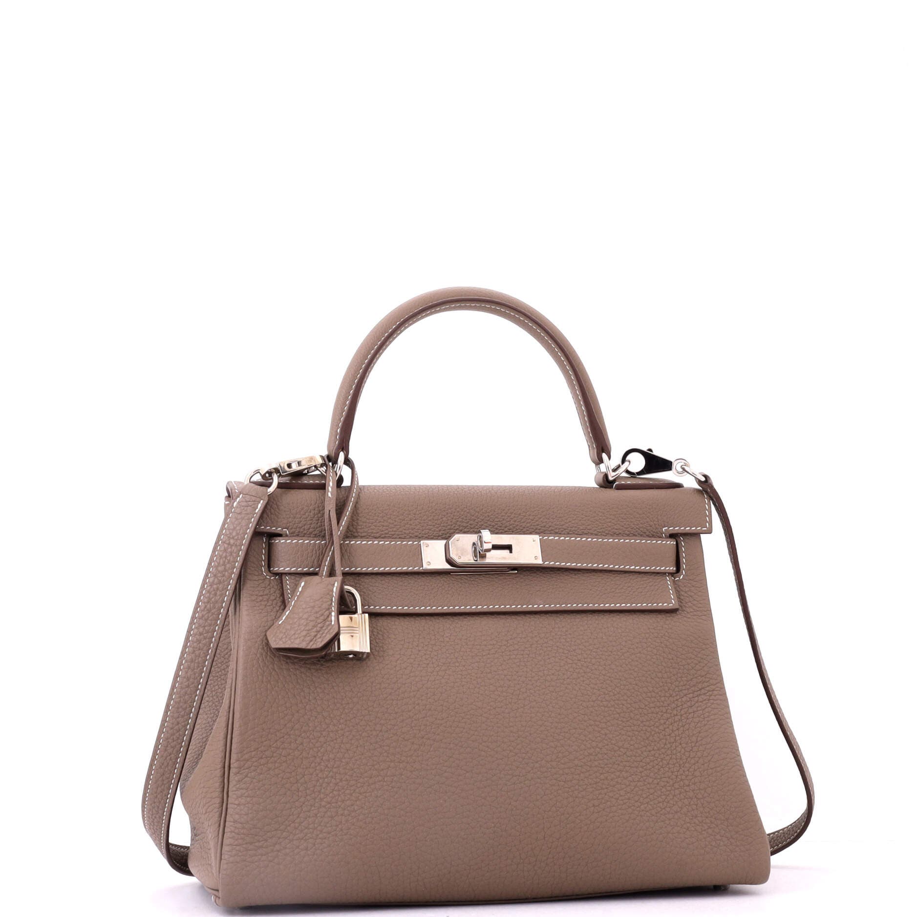 Pre-Owned Hermes Kelly Handbag Grey Togo with Palladium Hardware 28, Alternate, color, Etoupe