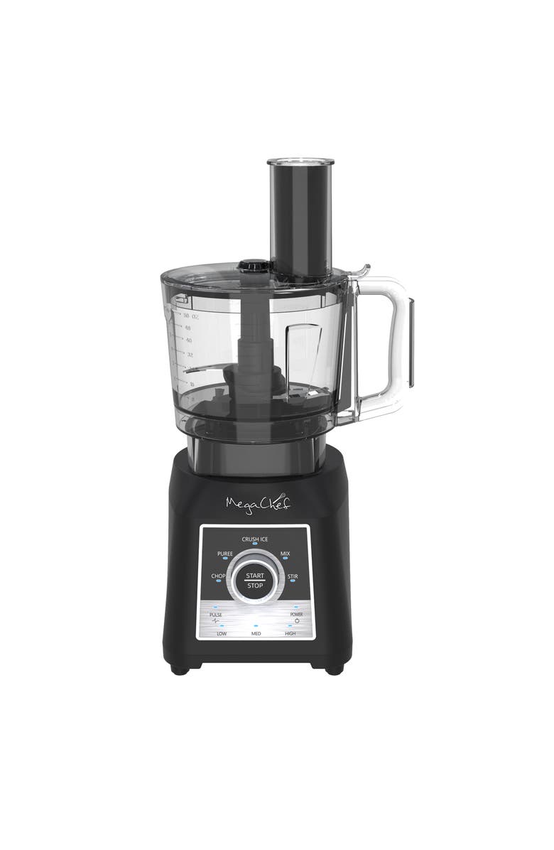 Megachef 1400 Watt Knob Panel 8 Cup Blender with Food Processor and 2 To-Go Cups, Alternate, color, Black