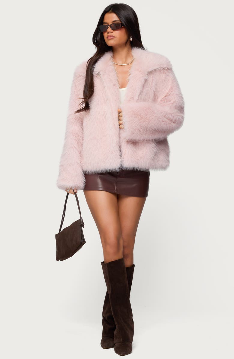 EDIKTED Noelle Oversize Faux Fur Jacket, Alternate, color, Pink